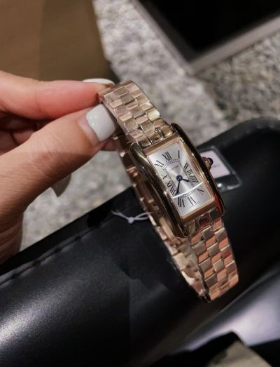 Cartier Imported Quartz Movement Stainless Steel Rose Gold Case19*35MM White Watch